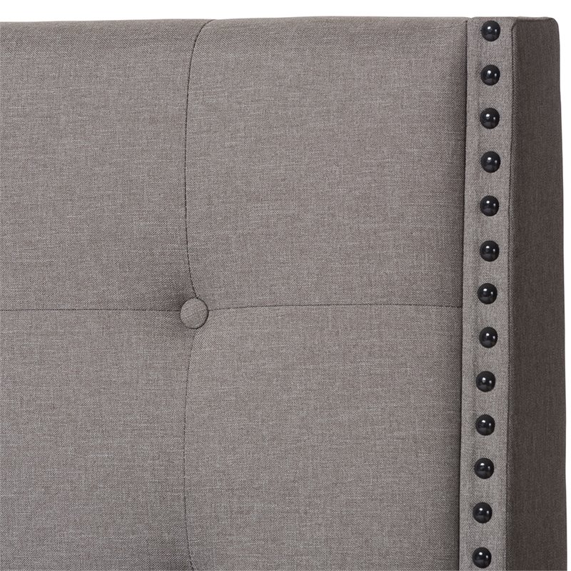 Baxton Studio Georgette Tufted Queen Panel Bed in Light Gray