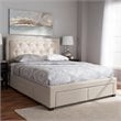 Baxton Studio Aurelie Tufted Queen Storage Platform Bed in Light Beige