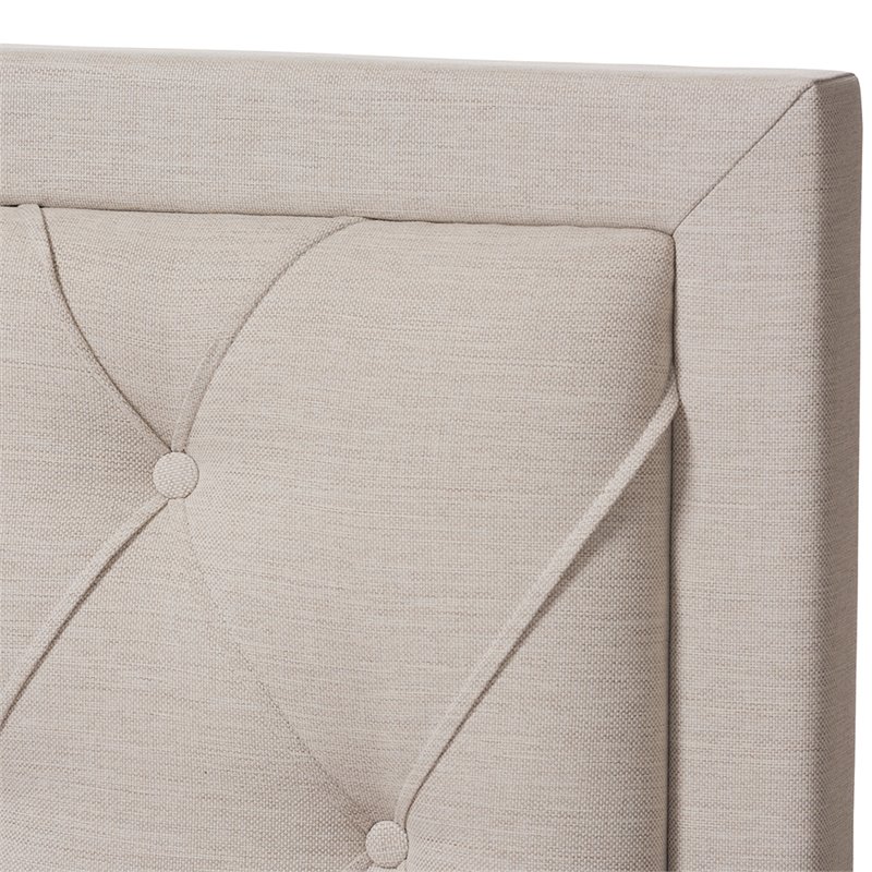 Baxton Studio Aurelie Tufted Queen Storage Platform Bed in Light Beige