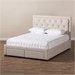 Baxton Studio Aurelie Tufted Queen Storage Platform Bed in Light Beige