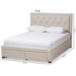 Baxton Studio Aurelie Tufted King Storage Platform Bed in Light Beige