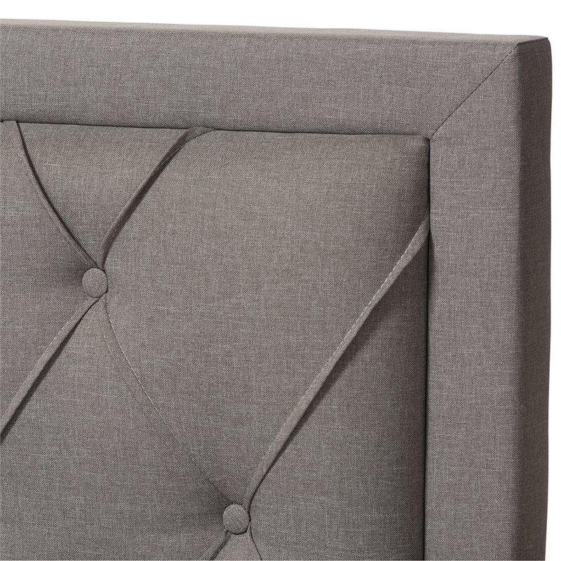 Baxton Studio Aurelie Tufted Queen Storage Platform Bed in Light Gray