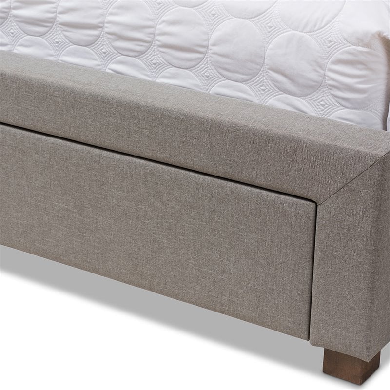 Baxton Studio Aurelie Tufted Queen Storage Platform Bed in Light Gray