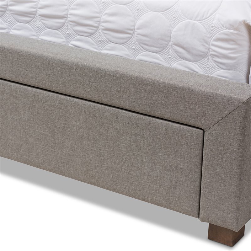 Baxton Studio Aurelie Tufted King Storage Platform Bed in Light Gray