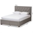 Baxton Studio Aurelie Tufted King Storage Platform Bed in Light Gray