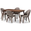 Baxton Studio Wesley 5 Piece Dining Set in Light Gray and Walnut Brown