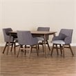 Baxton Studio Monte 5 Piece Dining Set in Gray and Walnut Brown