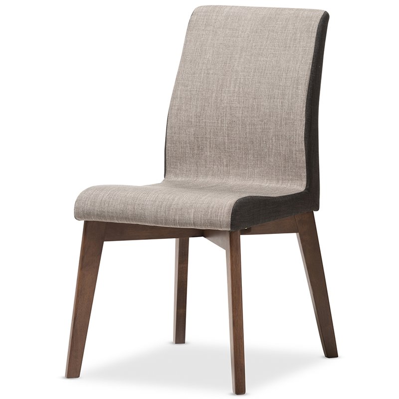 Baxton Studio Kimberly 5 Piece Dining Set in Beige and Walnut Brown