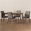 Baxton Studio Kimberly 5 Piece Dining Set in Beige and Walnut Brown