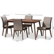 Baxton Studio Kimberly 5 Piece Dining Set in Beige and Walnut Brown