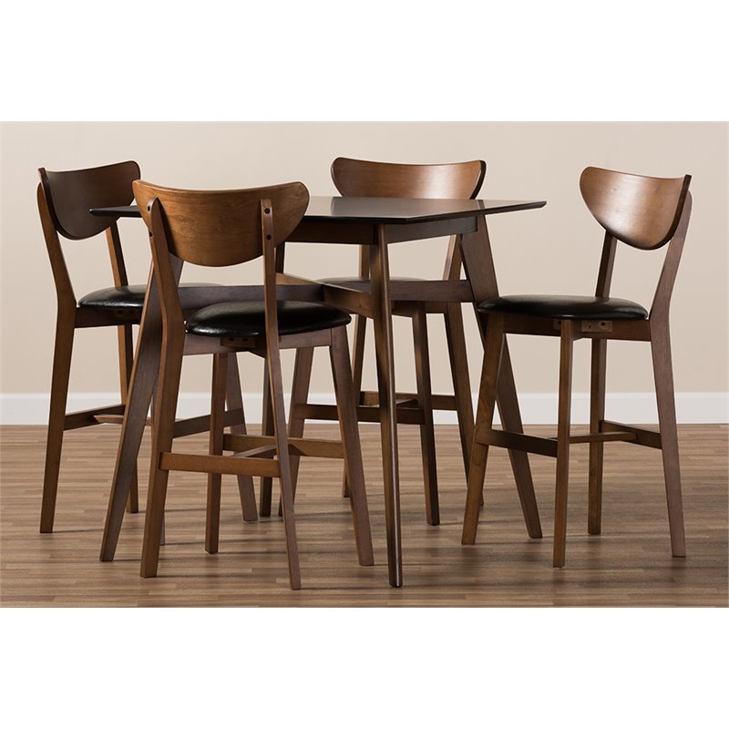 Baxton Studio Eline 5 Piece Counter Height Dining Set in Black