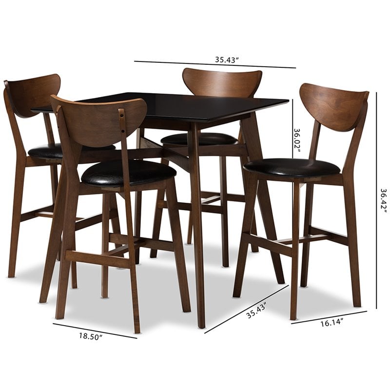 Baxton Studio Eline 5 Piece Counter Height Dining Set in Black