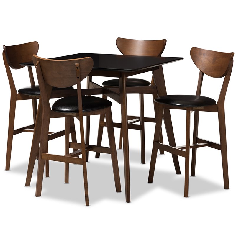 Baxton Studio Eline 5 Piece Counter Height Dining Set in Black