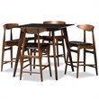 Baxton Studio Flora 5 Piece Counter Height Dining Set in Black