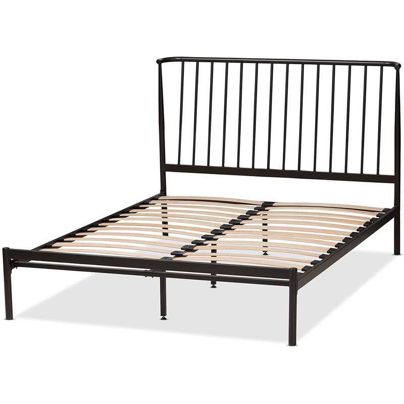 Baxton Studio Sabine Queen Metal Spindle Platform Bed in Black