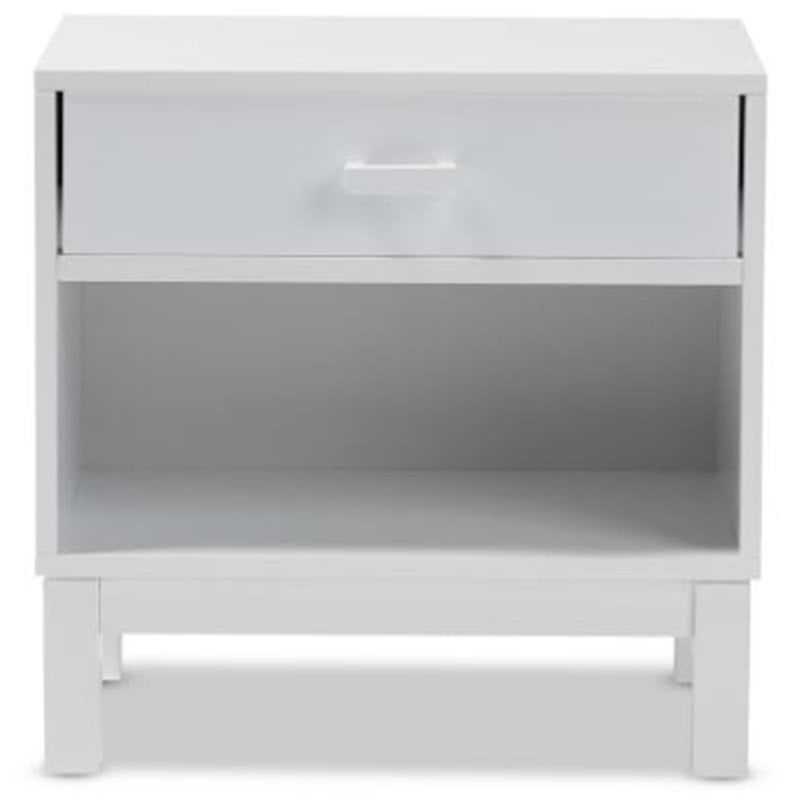 Baxton Studio Deirdre 1 Drawer Nightstand in White