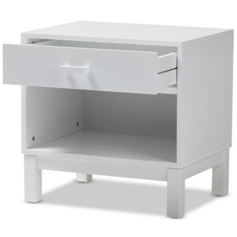 Baxton Studio Deirdre 1 Drawer Nightstand in White