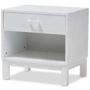 Baxton Studio Deirdre 1 Drawer Nightstand in White