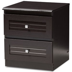baxton studio carine 2 drawer nightstand in wenge brown