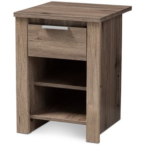 baxton studio laverne 1 drawer nightstand in oak brown