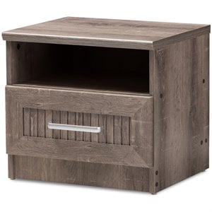 baxton studio gallia 1 drawer nightstand in oak brown
