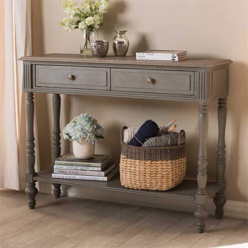 Baxton Studio Noemie 2 Drawer Console Table in Brown