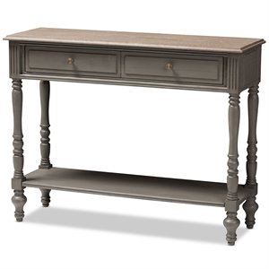 baxton studio noemie 2 drawer console table in brown