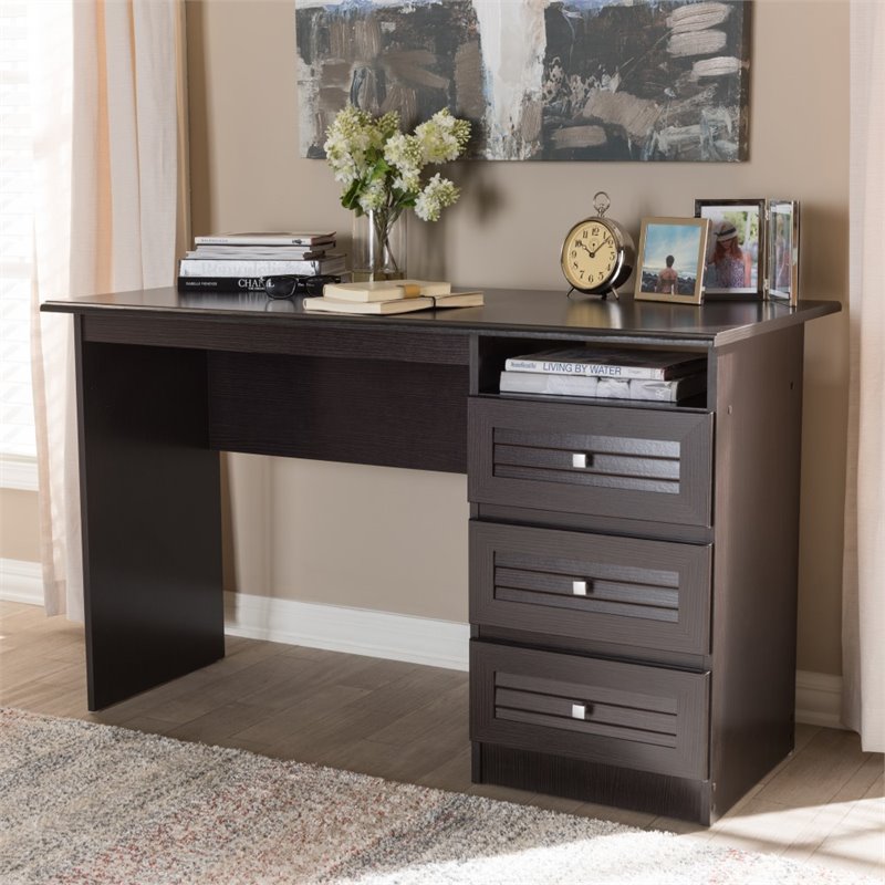 Baxton Studio Carine Modern Contemporary Writing Desk in Wenge Brown