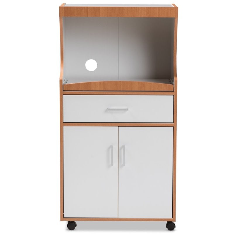 Baxton Studio Edonia Kitchen Cabinet in Beech Brown and White - 146