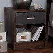 Baxton Studio Hansel 1 Drawer Wood Nightstand in Dark Brown and Dark Grey