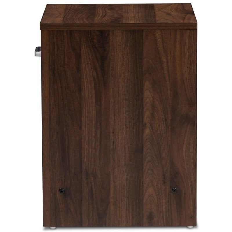 Baxton Studio Hansel 1 Drawer Wood Nightstand in Dark Brown and Dark Grey