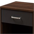 Baxton Studio Hansel 1 Drawer Wood Nightstand in Dark Brown and Dark Grey