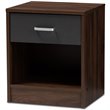 Baxton Studio Hansel 1 Drawer Wood Nightstand in Dark Brown and Dark Grey