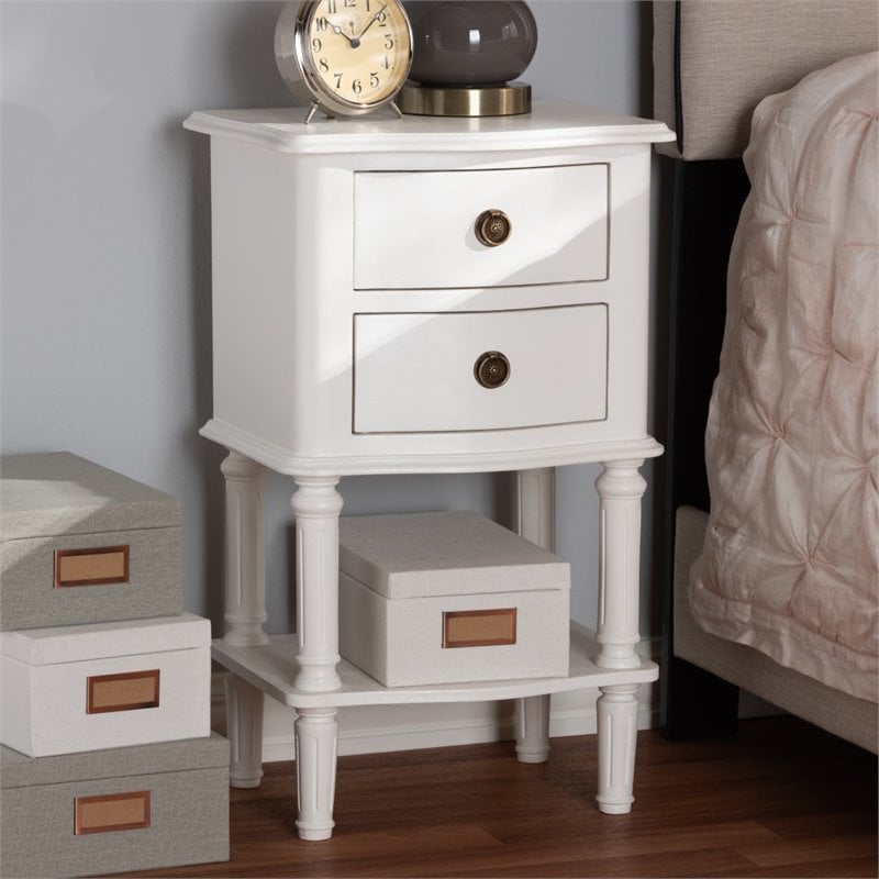 Baxton Studio Audrey 2 Drawer Nightstand in White