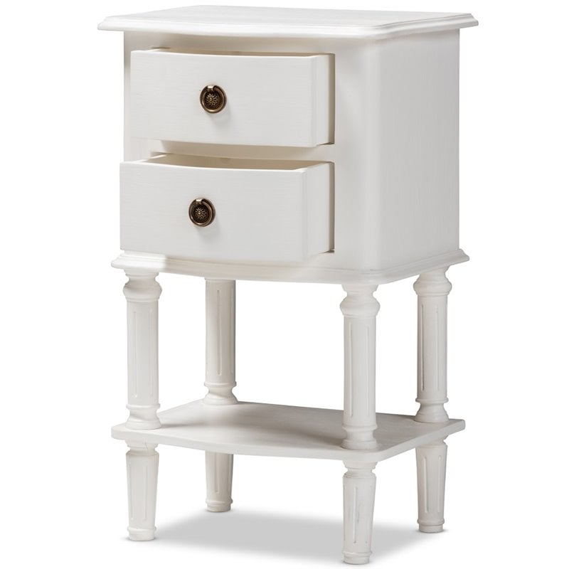 Baxton Studio Audrey 2 Drawer Nightstand in White