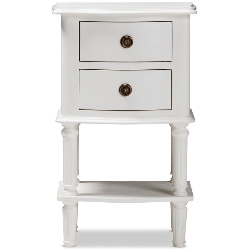 Baxton Studio Audrey 2 Drawer Nightstand in White