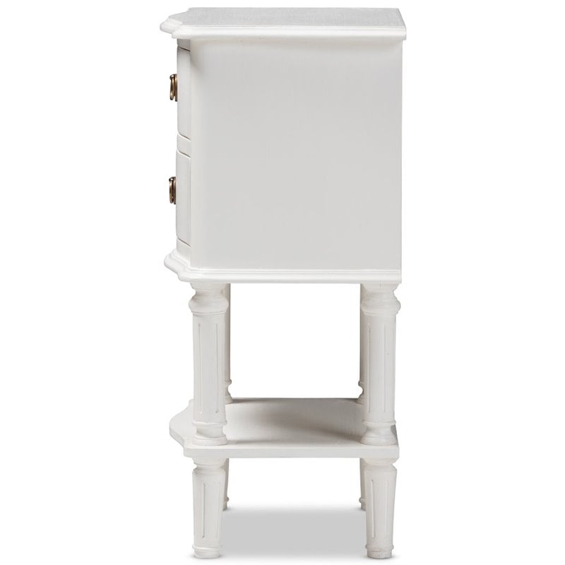 Baxton Studio Audrey 2 Drawer Nightstand in White