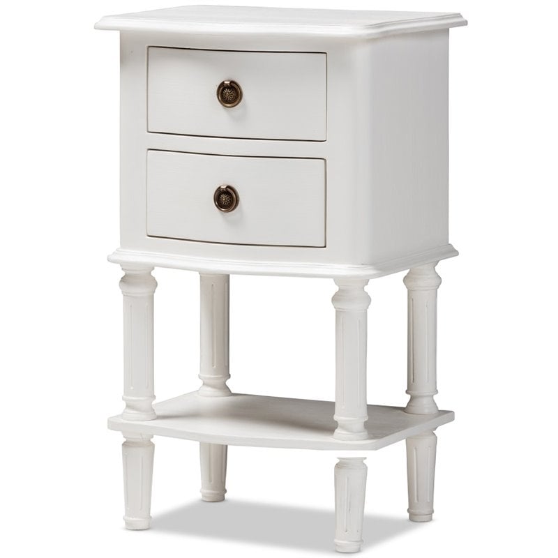 Baxton Studio Audrey 2 Drawer Nightstand in White