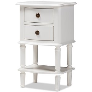 Baxton Studio Audrey 2 Drawer Nightstand in White