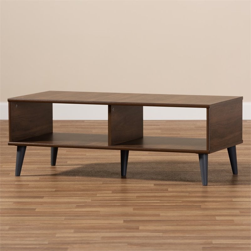 Baxton Studio Pierre Wood Coffee Table in Brown and Dark Grey