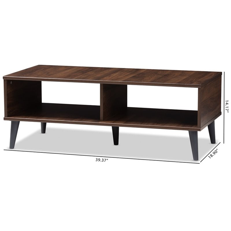 Baxton Studio Pierre Wood Coffee Table in Brown and Dark Grey