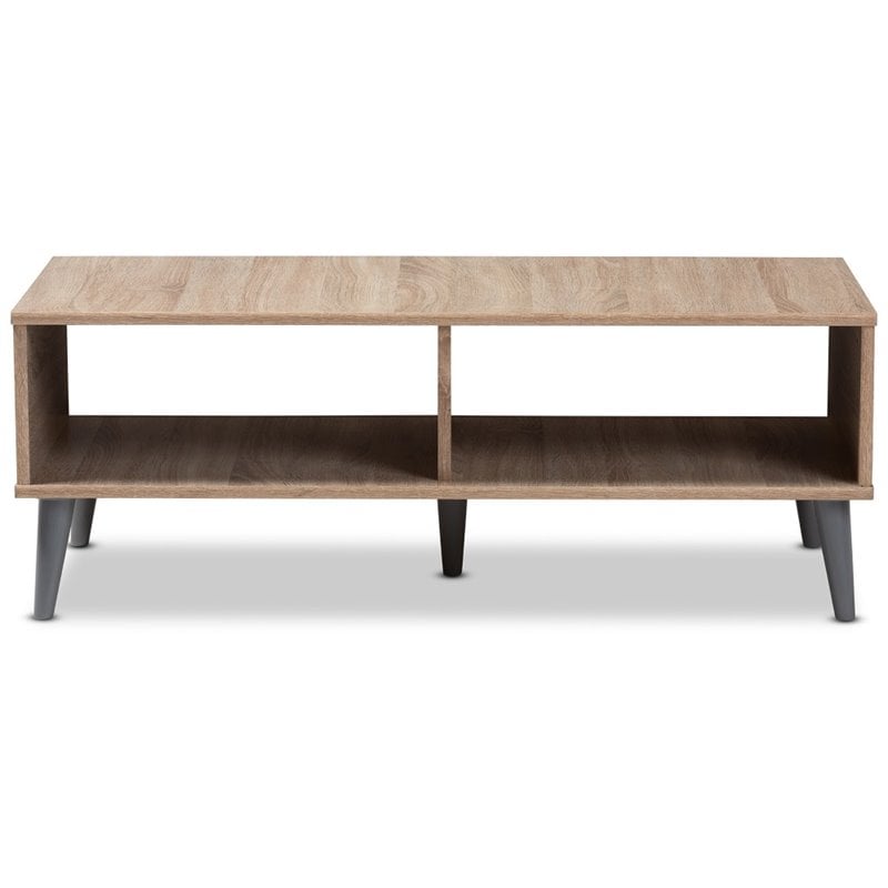 Baxton Studio Pierre Wood Coffee Table in Oak and Light Grey
