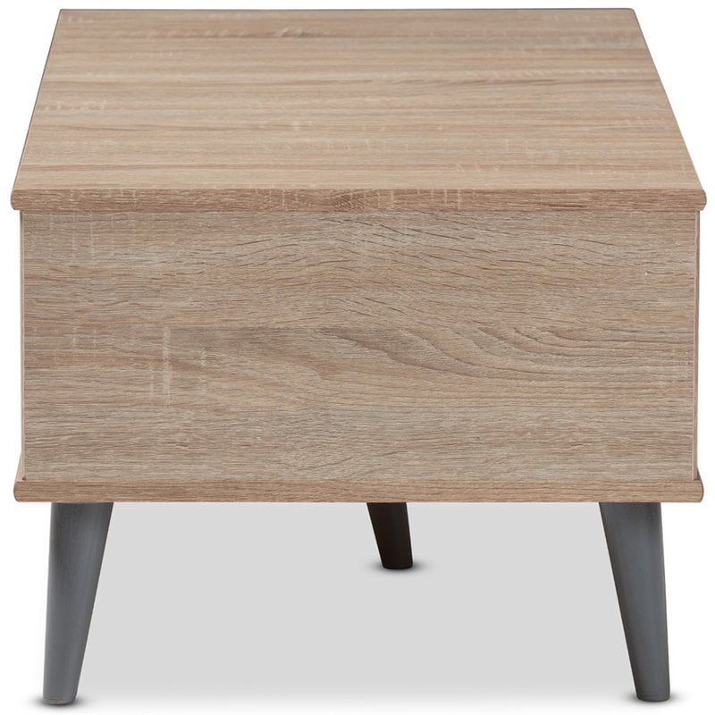 Baxton Studio Pierre Wood Coffee Table in Oak and Light Grey