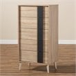 Baxton Studio Lisen 5 Drawer Modern Chest in Light Oak and Grey