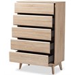 Baxton Studio Miren 5 Drawer Modern Chest in Light Oak and Dark Grey