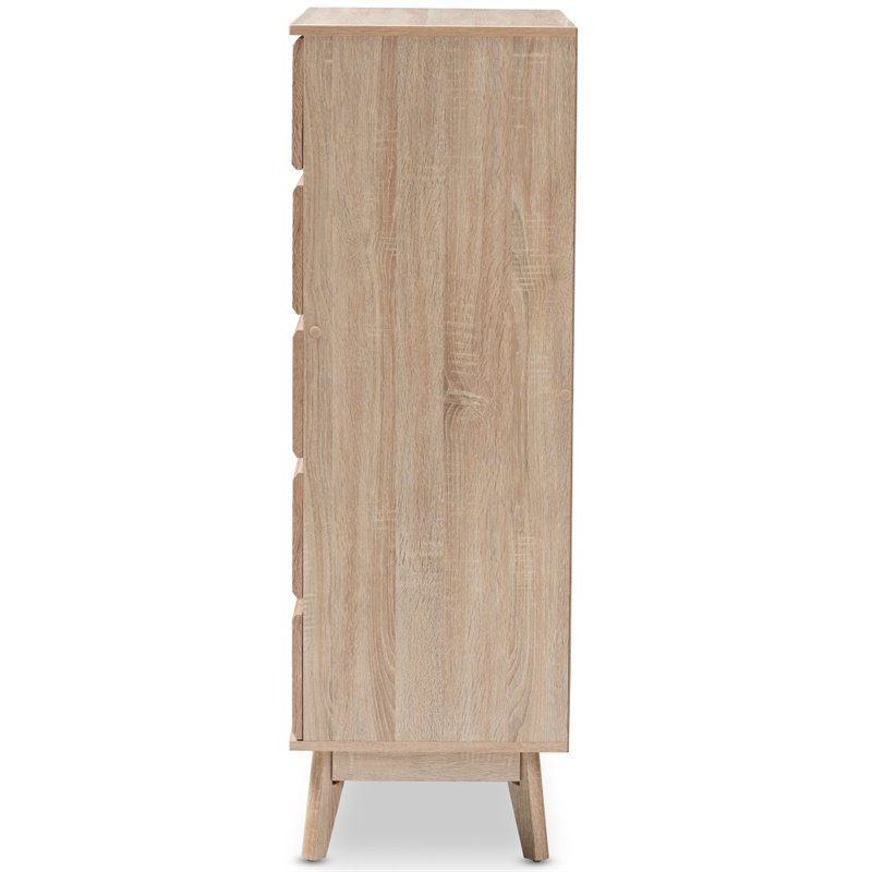 Baxton Studio Miren 5 Drawer Modern Chest in Light Oak and Dark Grey