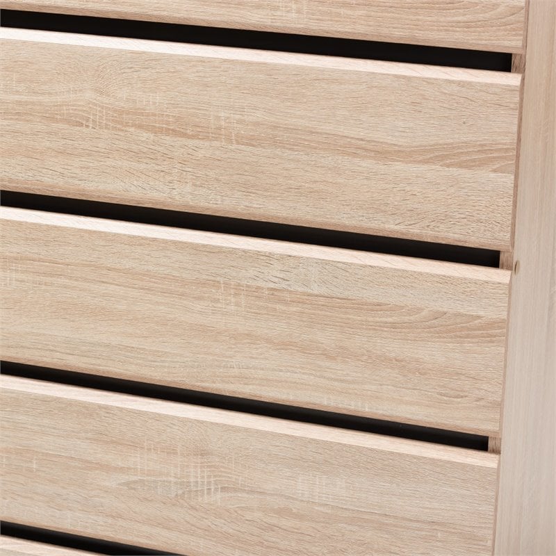 Baxton Studio Miren 5 Drawer Modern Chest in Light Oak and Dark Grey