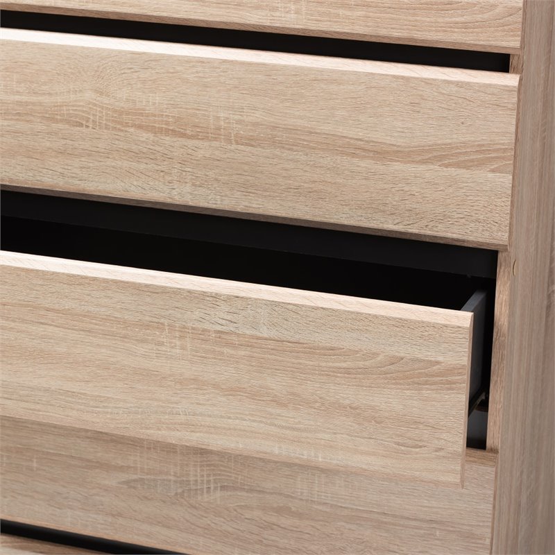 Baxton Studio Miren 5 Drawer Modern Chest in Light Oak and Dark Grey