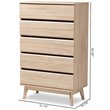 Baxton Studio Miren 5 Drawer Modern Chest in Light Oak and Dark Grey