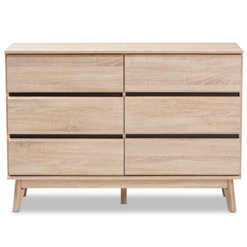 Baxton Studio Miren 6 Drawer Modern Dresser In Light Oak And Dark